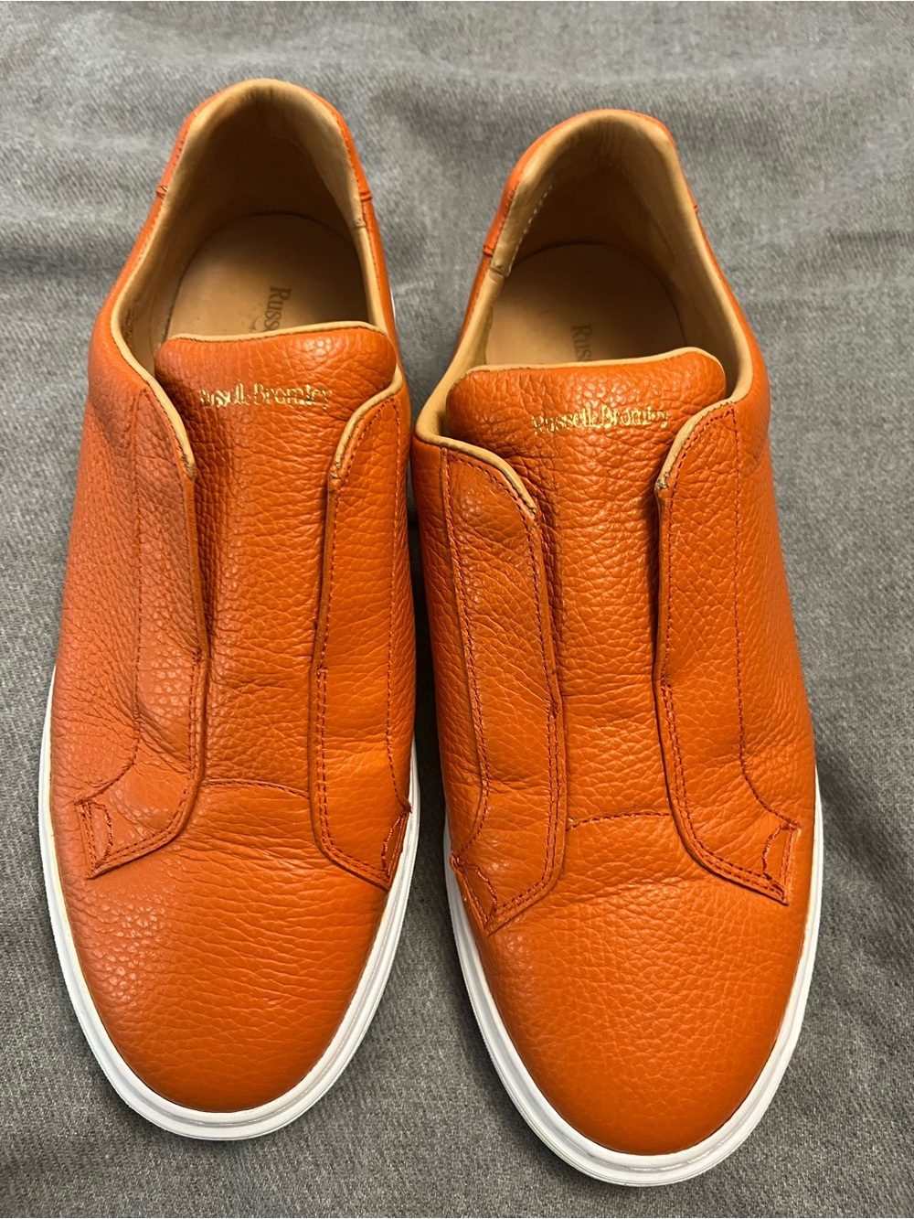 Russell & Bromley Orange Leather Slip-On Sneakers